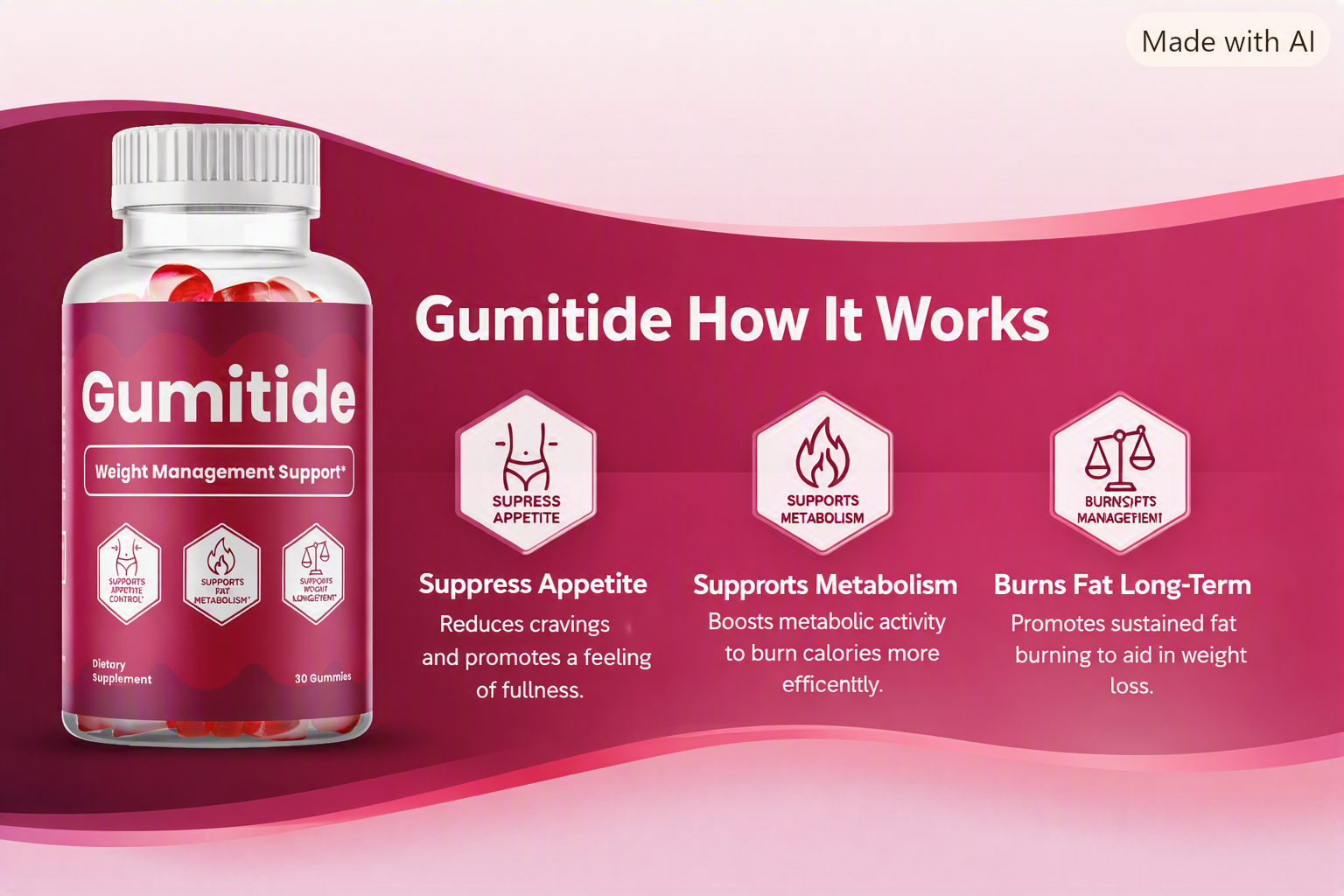 How Gumitide works: suppress appetite, supports metabolism, burns fat long-term